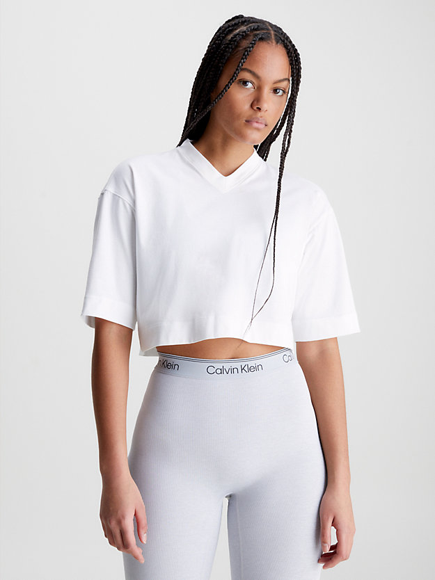 bright white cropped gym t-shirt for women ck performance