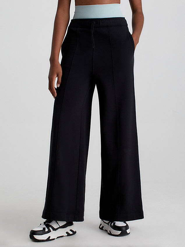 black relaxed wide leg joggers for women ck performance