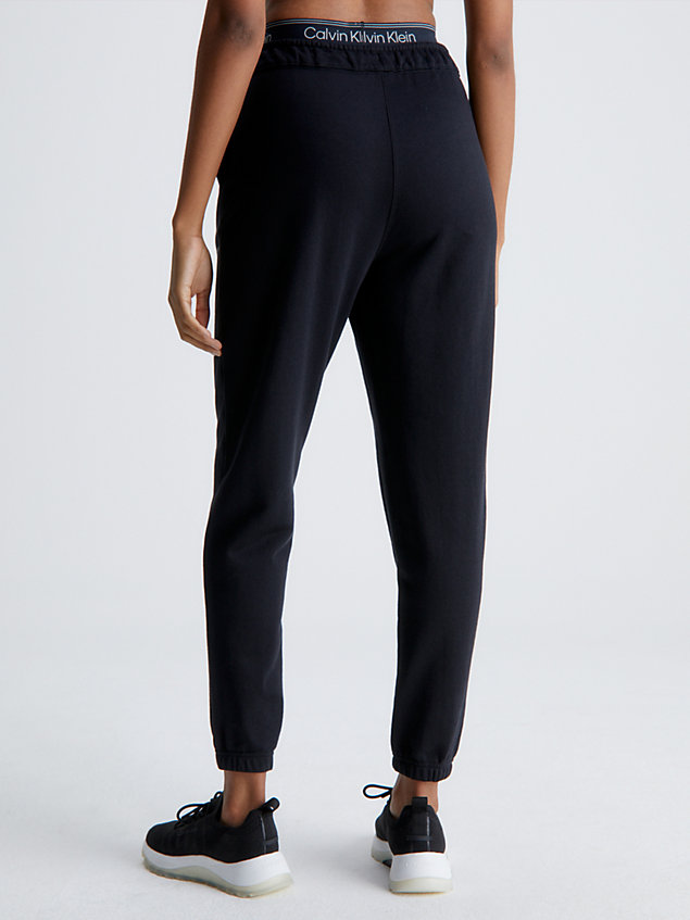 black relaxed cotton terry joggers for women ck performance