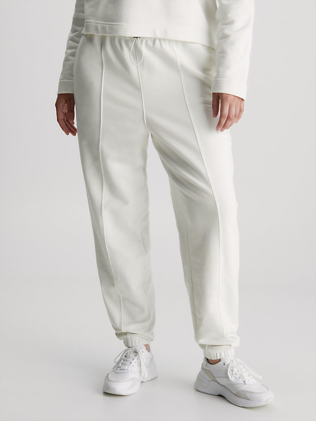 white suede swobodne spodnie dresowe z bawełny frotte dla kobiety - ck performance