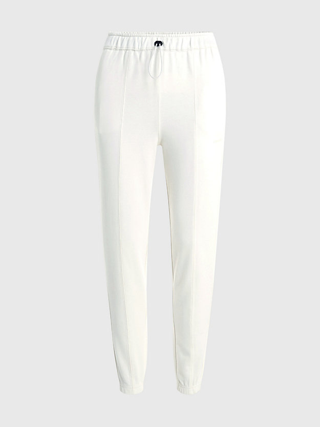white suede swobodne spodnie dresowe z bawełny frotte dla kobiety - ck performance