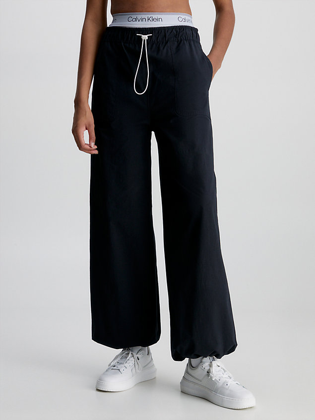 black water-repellent wide leg trousers for women ck performance