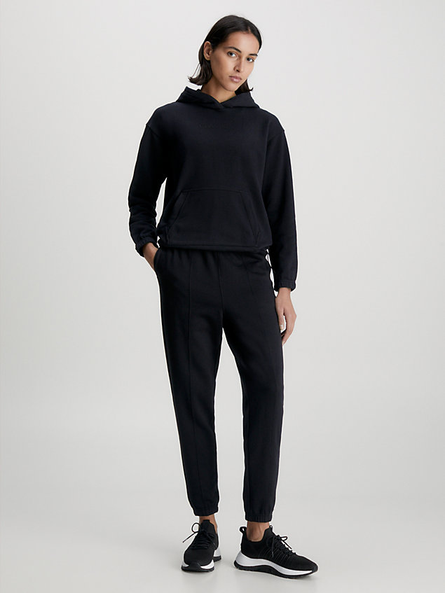 black cotton terry hoodie for women ck performance