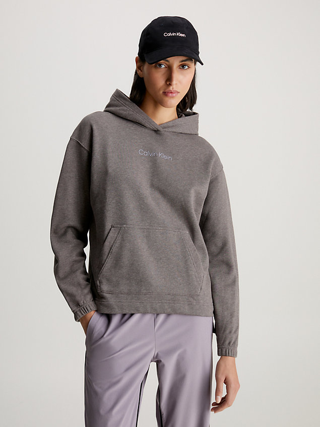 grey cotton terry hoodie for women ck performance