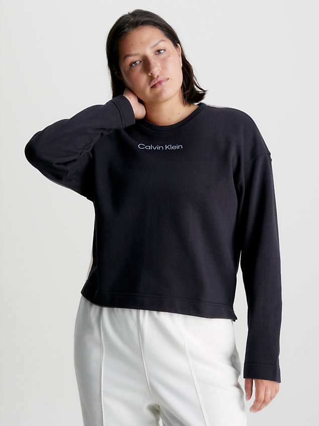 black bluza z logo z bawełny frotte dla kobiety - ck performance