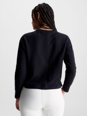 black cotton terry logo sweatshirt for women ck performance