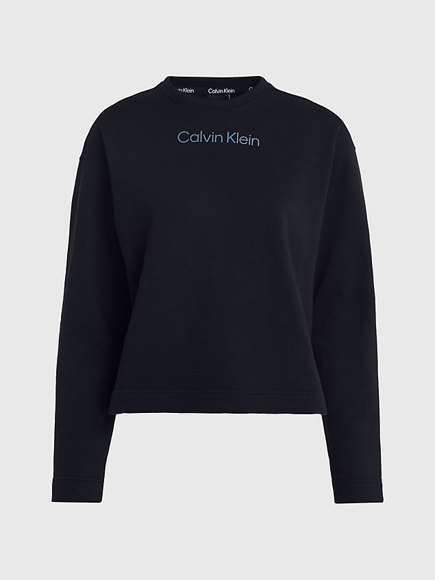 black cotton terry logo sweatshirt for women ck performance