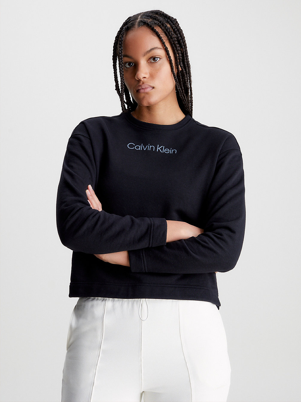 BLACK BEAUTY Logo-Sweatshirt Aus Baumwoll-Frottee undefined Damen Calvin Klein