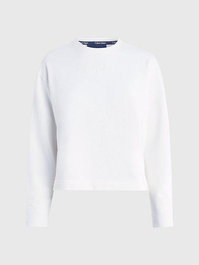 white logo-sweatshirt aus baumwoll-frottee für damen - ck performance