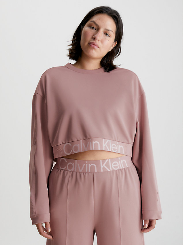 pink textured twill sweatshirt for women ck performance