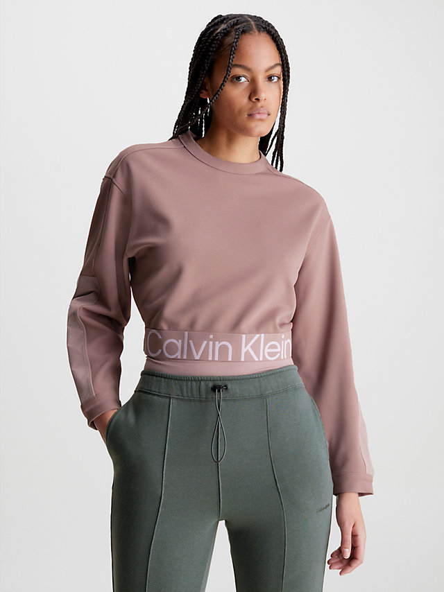 Gray Rose Textured Twill Sweatshirt undefined women Calvin Klein