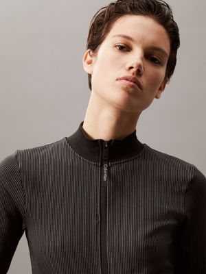 black cropped zip up jacket for women ck sport