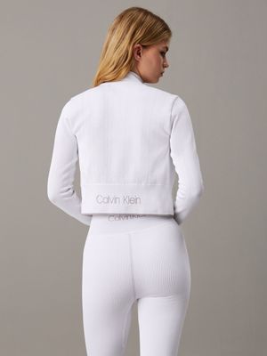 brilliant white cropped zip up jacket for women ck sport