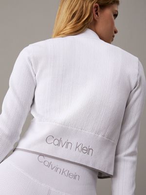 brilliant white cropped zip up jacket for women ck sport