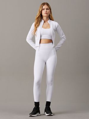 brilliant white cropped zip up jacket for women ck sport