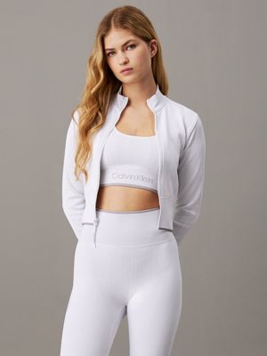 white cropped zip up jacket for women ck sport