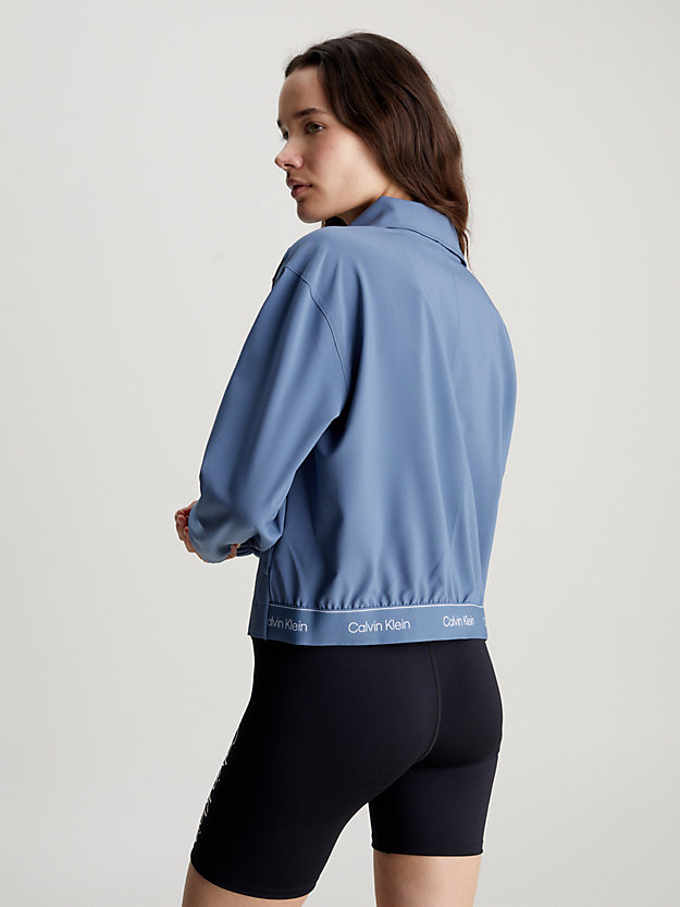 ceramic blue cropped zip up jacket for women 