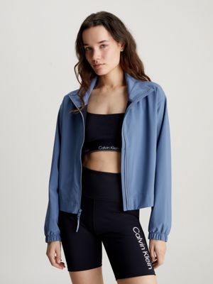 blue cropped zip up jacket for women ck sport