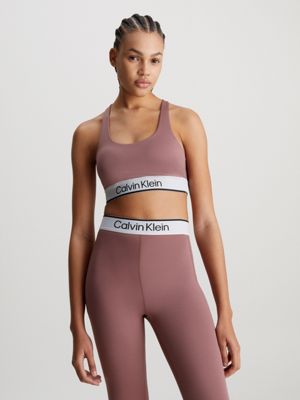 Calvin Klein Performance Women's Medium Impact Racerback Sports Bra In  Black