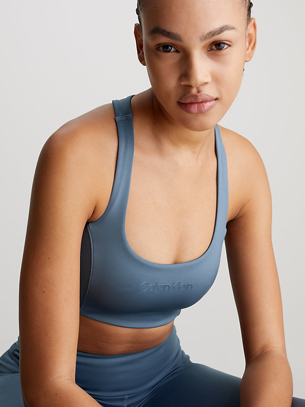 ceramic blue medium impact sports bra for women 