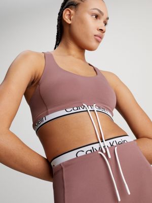 Calvin Klein Womens Medium Impact Fitness Sports Bra Purple XS