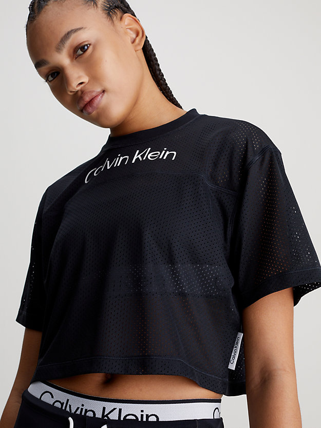 black beauty mesh cropped sport t-shirt voor dames - 