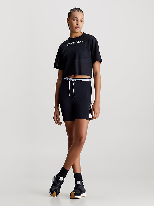 black beauty cropped gym-t-shirt aus mesh für damen - 