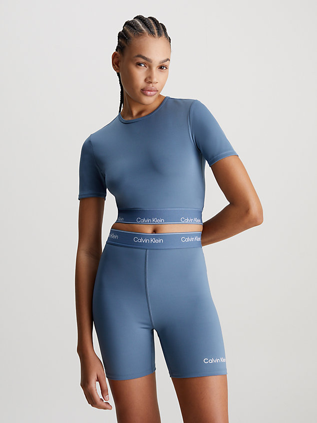 blue cropped gym t-shirt for women 