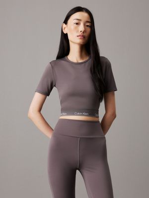 grey cropped gym t-shirt for women ck sport