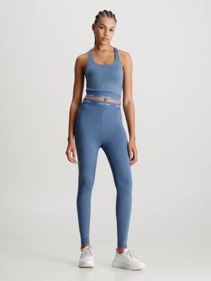 ceramic blue cropped gym tank top for women ck sport