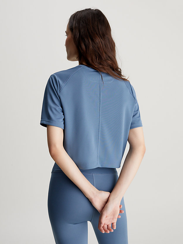 ceramic blue cropped sport t-shirt voor dames - 
