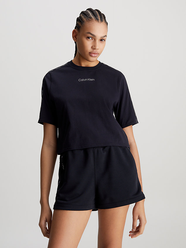black cropped sport t-shirt voor dames - 