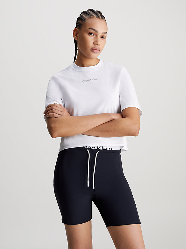 brilliant white cropped sport t-shirt voor dames - 