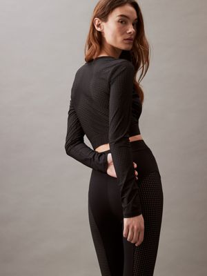 black beauty long sleeve cropped gym top for women ck sport