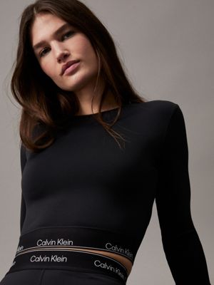 Calvin klein long sleeve crop top and shorts set hotsell