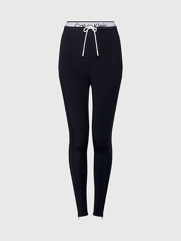 black beauty 7/8-sport-leggings mit doppeltem bund für damen - 
