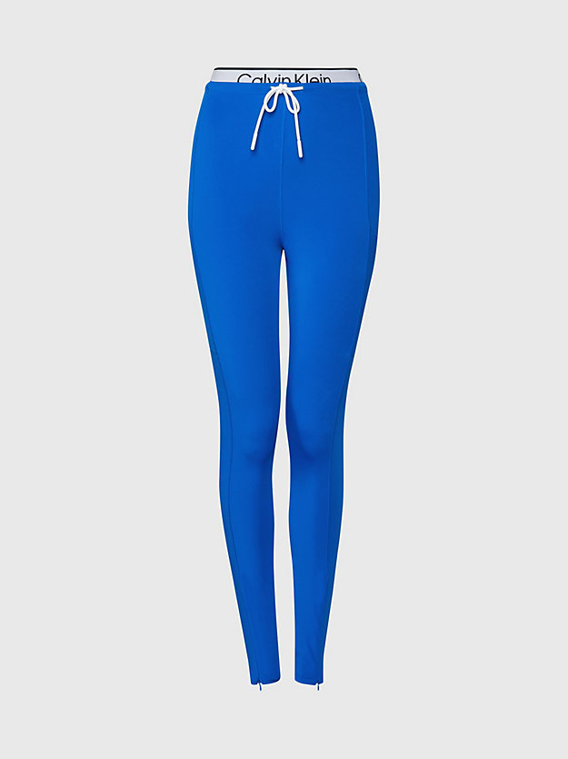 legging de sport mi-long avec ceinture double lapis blue pour femmes 