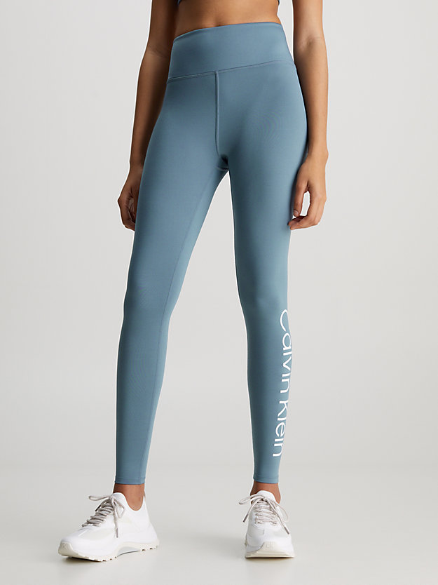ceramic blue sport-leggings mit logo für damen - 