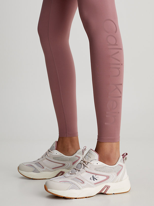 legging de sport avec logo capri rose pour femmes 