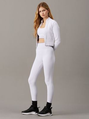 brilliant white ribbed 7/8 gym leggings for women ck sport