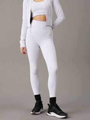 white ribbed 7/8 gym leggings for women ck sport