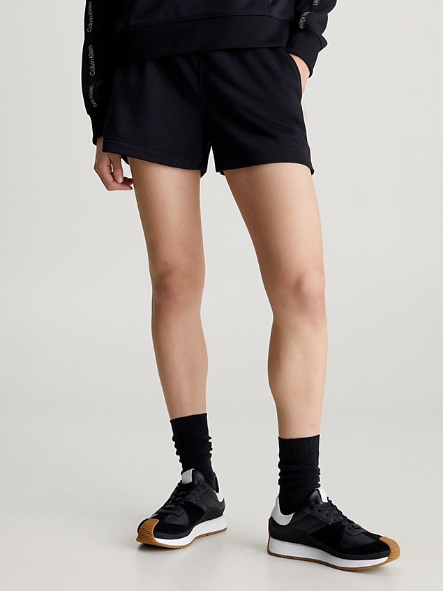 shorts deportivos de felpa francesa black de mujeres 