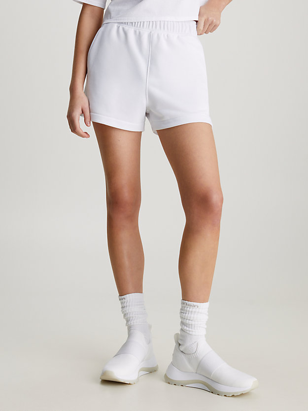 brilliant white french terry gym shorts for women 