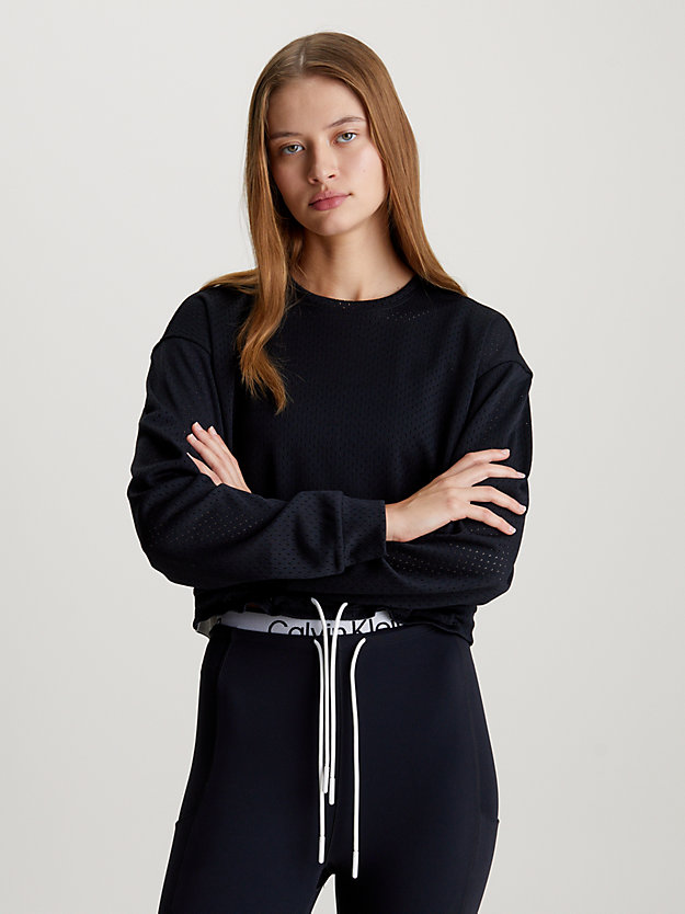 black beauty mesh cropped sweatshirt for women 