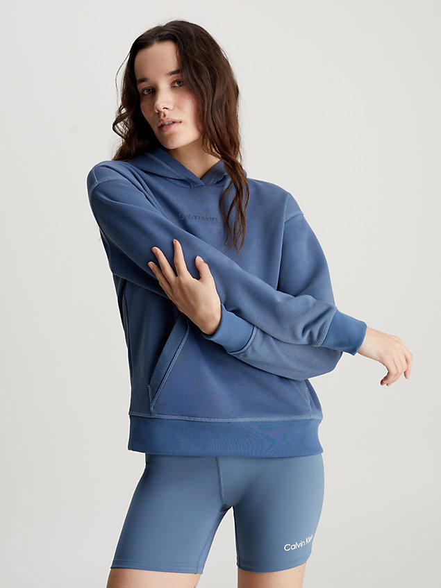 blue french terry hoodie for women 