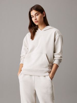 beige bluza z kapturem z materiału frotte dla kobiety - ck sport
