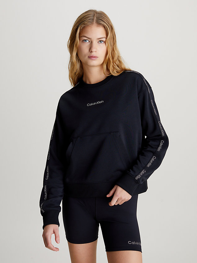 black cropped french terry sweatshirt for women 
