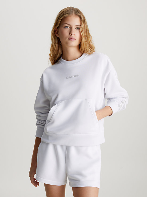 brilliant white cropped french terry sweatshirt for women 