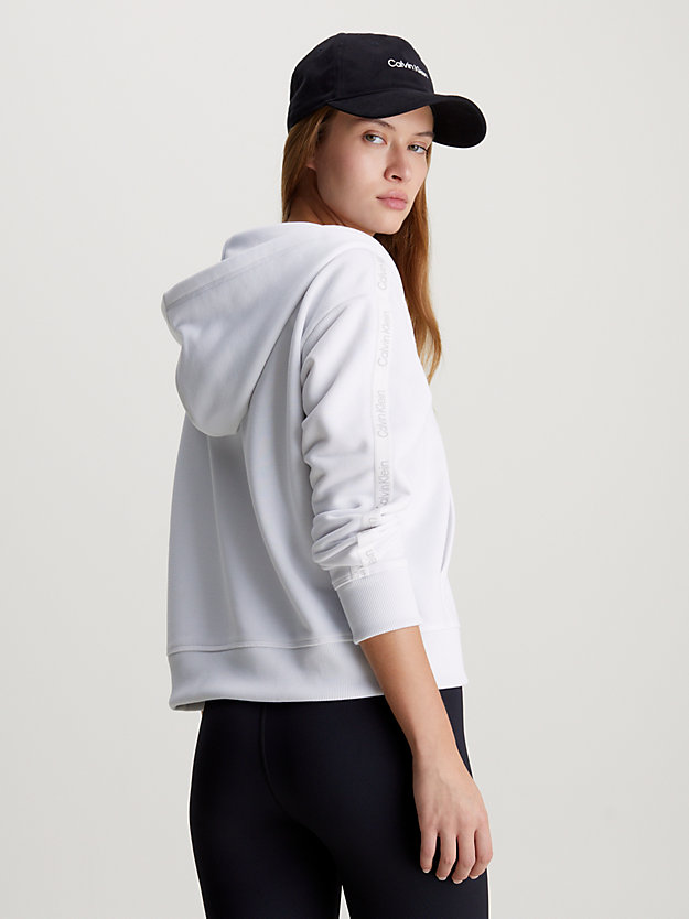brilliant white korte french terry hoodie voor dames - 
