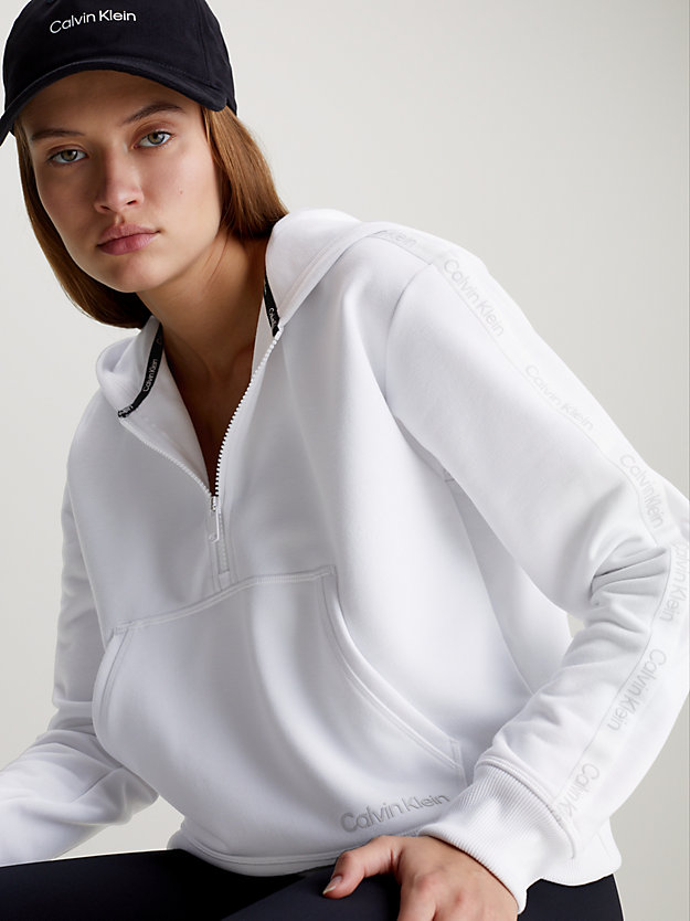 brilliant white cropped hoodie aus french-terry für damen - 